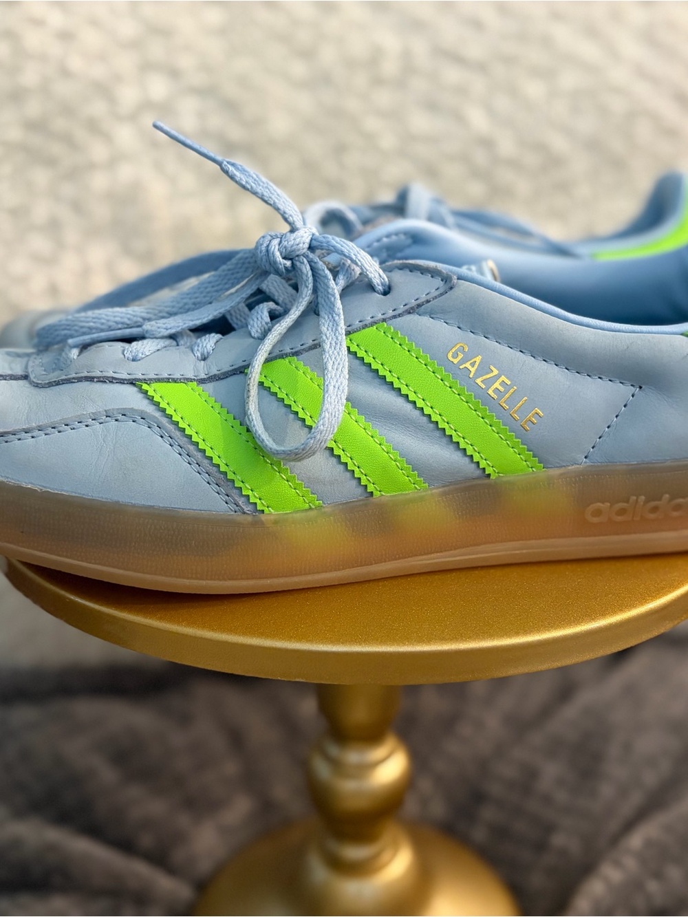 adidas Light Blue Sneakers with Neon Green Accents